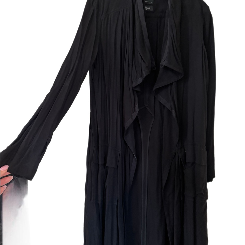 black draped duster jacket by A|X Armani Exchange